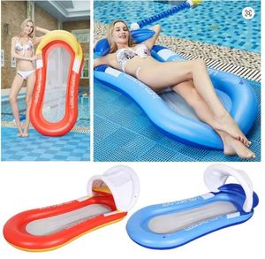 เปลญวนเป่าลม PVC สำหรับผู้ใหญ่ - ที่นอนลอยน้ำริมสระแบบพกพา ลายทาง พับเก็บได้ - Product Image 3