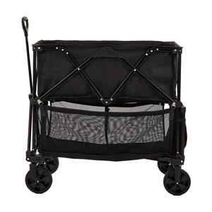 Carrito de Camping de Dos Pisos Plegable con 4 Ruedas, Estructura Metálica, Capacidad de Carga de 150 kg, para Compras y Uso en Exteriores, Color Negro - Product Image 4