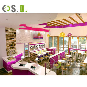 Décorations mignonnes de magasin de bonbons Design d'intérieur de magasin de crème glacée personnalisé pour l'affichage de yaourt glacé Conception de magasin de thé au lait de café - Product Image 2