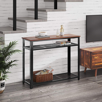 Table console moderne convertible en bois et fer forgé avec rangement pour salon et salle à manger