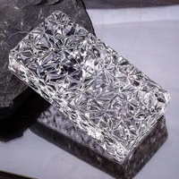 Brique de verre colorée, brique de cristal, cloison de séparation de salle de bains solide carrée transparente, brique à motifs de glace double face