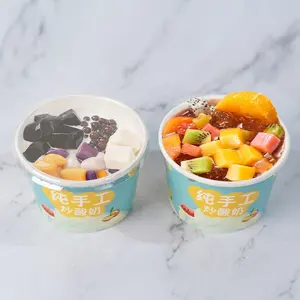 Cấp Thực Phẩm Tùy Chỉnh In 3/5/8/16/18 Oz Kem Dùng Một Lần Giấy Dán Tường Gelato Cup Với Nắp Và Muỗng