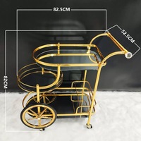 Chariot de service de luxe en métal doré à 3 niveaux avec capacité de 8 L, chariots roulants amovibles pour mariages et services de restauration