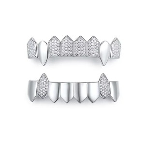 Grillz personnalisés de qualité export, en argent sterling 925, sertis de diamants Moissanite VVS, style Hip Hop, effet glacé et brillant, bijoux dentaires en promotion - Product Image 4