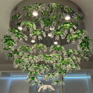 Luci a ciondolo a foglia verde di arte moderna di lusso a forma speciale <span class=keywords><strong>lampadari</strong></span> appesi a soffitto per Hall Hotel E27 Base - Product Image 3