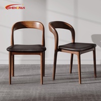 Chaise de salle à manger en bois de frêne rétro, style simple, avec coussin en cuir PU, vente en gros, mobilier de restaurant
