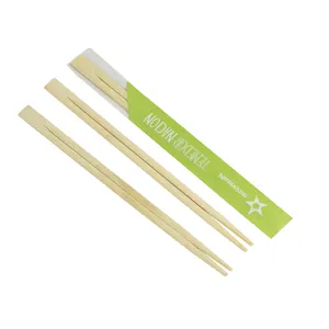Özel baskılı pürüzsüz yüzey yüksek kalite toptan Logo ile tek kullanımlık yemek çubukları bambu kişiselleştirilmiş çubuklarını
