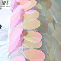 Tissu en maille tricotée brodée Nanyee, perles ovales en forme de larme de 40 mm, paillettes roses pour mariage, filles et garçons
