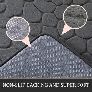 Juego de Alfombrillas de Baño Antideslizantes de Franela en Forma de U, Personalizadas al por Mayor, Alfombrillas de Baño de Espuma Viscoelástica Suave, Juego de 3 Piezas - Product Image 3