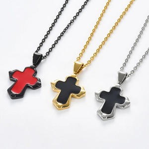 Pendentif croix en acier inoxydable, petit et mignon, pour collier, pour hommes et femmes, émail coulant, poli à la main, breloques tendance, bijoux cadeaux, 1 pièce - Product Image 2