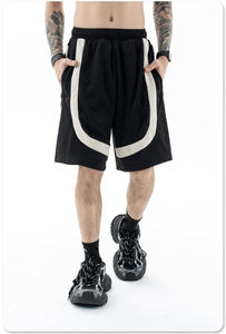 Shorts de basket-ball pour hommes en coton 100% imprimés sur mesure, taille mi-haute, coupe ample, design en maille décontracté avec cordon de serrage, style sportif surdimensionné - Product Image 2