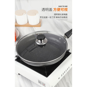 Sartén Antiadherente de Piedra Maifan, Redonda, Negra, Fondo Plano, Compatible con Cocina de Inducción, para Huevos y Filetes - Product Image 2