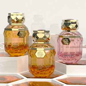 Botella de Perfume de Vidrio de Lujo ABL, Forma Cilíndrica, Diseño Grabado, con Tapa, Frasco de Fragancia Vacío, Empaque de Alta Gama - Product Image 5