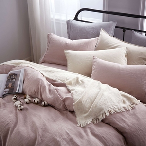 Parure de lit en lin naturel français certifié GOTS 100% lin européen, couleur unie, vente en gros - Product Image 4