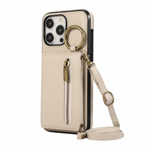 Funda de bolso de hombro cruzado para iPhone 7/8 Plus/X/XR/11/12 Pro/13 <span class=keywords><strong>Mini</strong></span>/14 Plus/15 Promax, funda tipo billetera con cremallera - Product Image 1