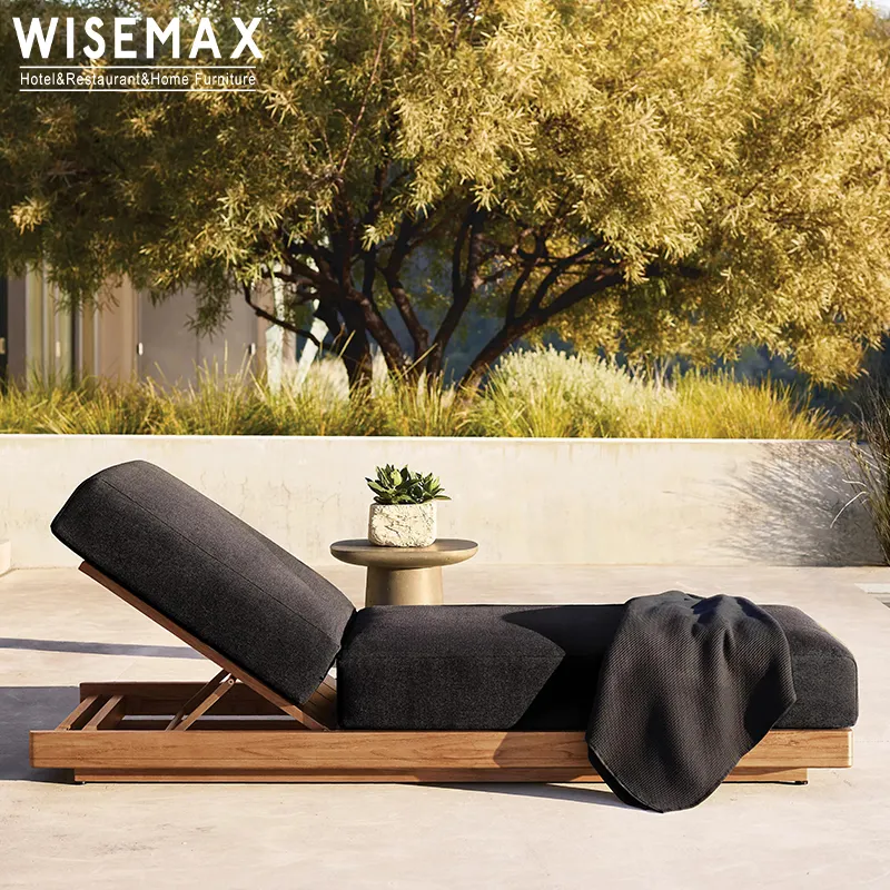 WISEMAX mobili vendita calda spiaggia sedia a sdraio in legno lettino prendisole in legno teak per hotel giardino a bordo piscina