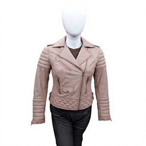 Nabtay Sports Women PU Leather Motorcycle <b>Jacket</b> Asymmetric Zip Padded Shoulder Slim Fit <b>Waterproof</b> Turn-down Collar - Product Image 1