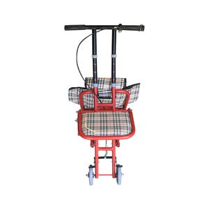 Portable Folding Mobility Scooter Stroller 88cm Height Adjustable Handle Red 4 Wheel Shopping <b>Cart</b> for Home Use - Product Image 2