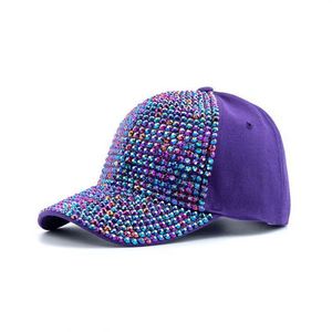 Wholesale Bling Bling Rhinestone Baseball Cap Unisex Pink Custom Sporty Image 100% Cotton Metal Buckle - Product Image 3