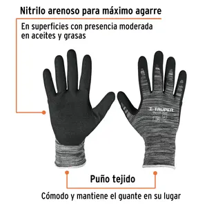 Guantes de nailon BOX 6 recubiertos con nitrilo arenoso, CH, TRUPER - Product Image 2