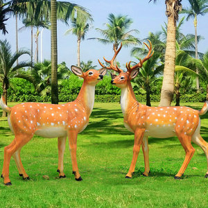 Tượng Tuần Lộc Kích Thước Cuộc Sống Bằng Sợi Thủy Tinh/Tượng Hươu/Đồ Chơi Động Vật Safari Bằng Nhựa Để Trang Trí Cảnh Quan Ngoài Trời - Product Image 1