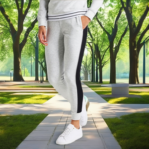 JAC228 F24848 Women's Casual Breathable <b>Elastic</b> Waist Chiffon Flat Front Ankle-Length Career Pants with <b>Belt</b> Spring - Product Image 2