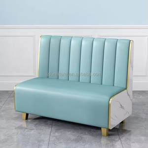 Wholesale Modern bar Restaurant Furniture Sets Cafe Fast Food Booth Seating Sofa Golden Metal <b>Dining</b> Tables and <b>Chairs</b> Set - Product Image 6