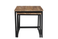 Ensemble de tables basses classiques en fer/bois, ensemble de 2 tables basses carrées, meubles de salon, prix de gros