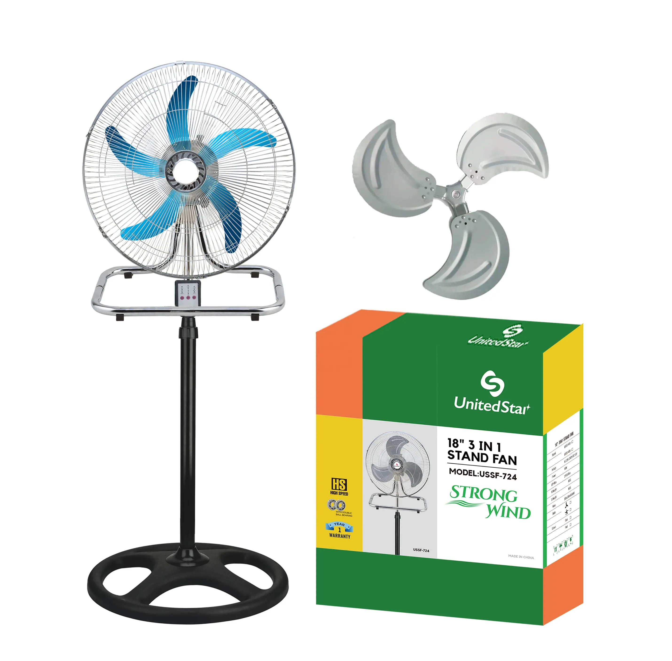 high quality ventilador 5 blade strong wind pedestal fan 3 in 1 electric fan tower & pedestal fans