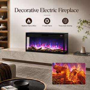 Chimenea Eléctrica Moderna de 3 Lados con Panel Táctil, Llama LED y Calefacción Suplementaria - Product Image 1