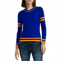 Vêtements personnalisés BSCI avec votre logo, pull en tricot bleu or, broderie, sororité grecque, pull pour femmes