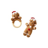 Boneka Rajut Gingerbread Man Buatan Tangan untuk Natal, Mainan Gigitan Bayi, Hadiah Unik yang Menenangkan dan Dapat Digigit