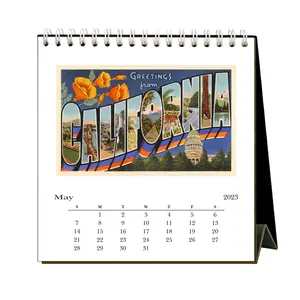 2023 Custom Color Printing High Quality Low MOQ China Supplier Desk Calendar with Wire-O Spiral