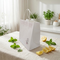 Sac en papier kraft blanc recyclé personnalisé avec logo, sac à main réutilisable pas cher, sacs en papier kraft blanc pour le shopping