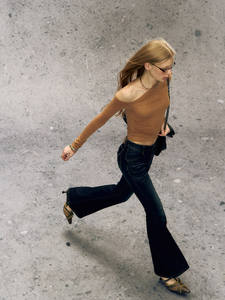 Haut à manches longues asymétrique à épaules dénudées, à élasticité infinie, haut de gamme, pour femmes - Product Image 2