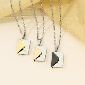Small Paper Envelop Necklace Love Letter Envelope On 18k Stainless Steel Drop Laser Bank Engravable Jewelry For Engraving