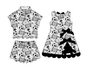 Vestido Deportivo Personalizado de Verano con Estampado de Estrella de Fútbol para Niñas, con Lazos, Shorts, Forro, para Yoga, Casual, Estilo A-Line, Vestido para Hermanas - Product Image 4