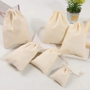 Sacs d'emballage en coton biologique écologiques en mousseline personnalisés avec cordon de serrage pour femmes, vente en gros - Product Image 2