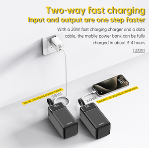 Aspor A319 New Fashion Portable Power Bank 50000mAh <strong>Technology</strong> with Built in Cable Fast Charge Pd 22.5W Powerbank - Product Image 3