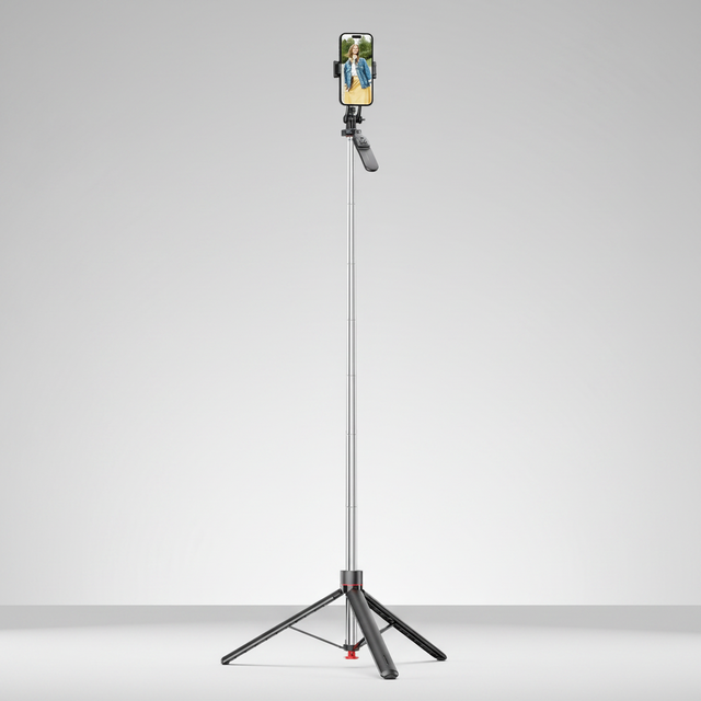 TT05 Aluminum Alloy Mobile Phone Selfie Stick 1.75m Automatic -up  Tripod Stand Smart Selfie Stick 360 Rotation Phone Tripod