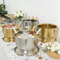 Seau à glace martelé en acier inoxydable pour boissons, seau à champagne pour mariages, événements familiaux et professionnels, grand seau à glace