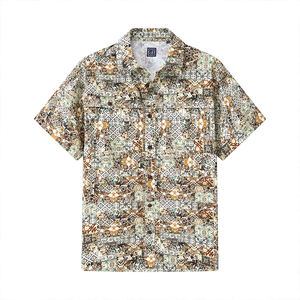 Camisa de manga corta de popelina informal de gama alta personalizada para hombre, de algodón 100% Material, estampado Digital de un solo pecho, respetuoso con el medio ambiente - Product Image 1