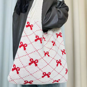 阿里巴巴中国网上购物天天针织袋手工编织编织手提袋蝴蝶结钩针肩包 - Product Image 1