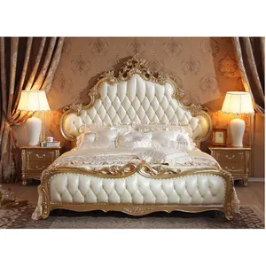 Real Europea casa rey tamaño de cama de madera de muebles de dormitorio de lujo conjuntos