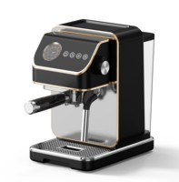 Machine à expresso semi-automatique 20 bars en acier gris avec manomètre, mousseur à lait vapeur et bac de récupération pour comptoir de cuisine