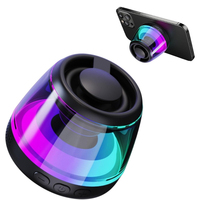 Enceinte Bluetooth portable avec lumière RGB, mini enceinte sans fil magnétique 2-en-1 avec support de téléphone, pour chambre, cuisine, bureau