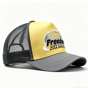 Casquette Trucker Personnalisée Jaune et Grise, Broderie, Maille Respirante, Réglable, Snapback pour Hommes et Femmes, Style Streetwear, Casquette de Baseball - Product Image 2