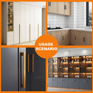 Pegangan kabinet laci lemari pakaian dapur aluminium Aloi pegangan tarik tersembunyi tepi jari pegangan kabinet hitam Matt - Product Image 6