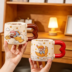 Tazza in Ceramica con Coperchio, Design Cartoonesco e Carino, Set 'Goodnight' per Coppie, Regalo Aziendale per Amici, Novità - Product Image 4
