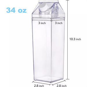 Botella de Agua Transparente 100% Ecológica, Libre de BPA, Reutilizable, para Exteriores, Vaso de Plástico, Taza Tipo Caja de Leche de Colores - Product Image 5